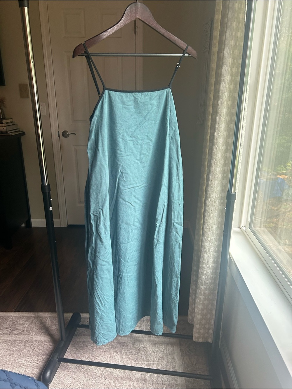 Teal Maxi Slip Skirt with Adjustable Straps